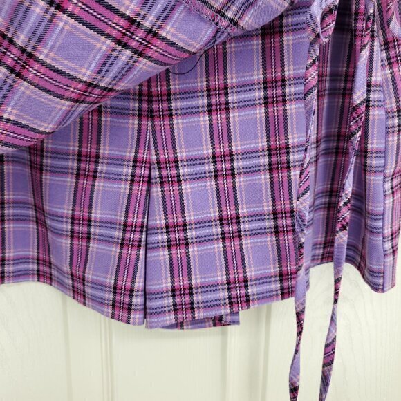 SO Lace Up Plaid Mini Skort L Purple/Pink - Picture 12 of 16